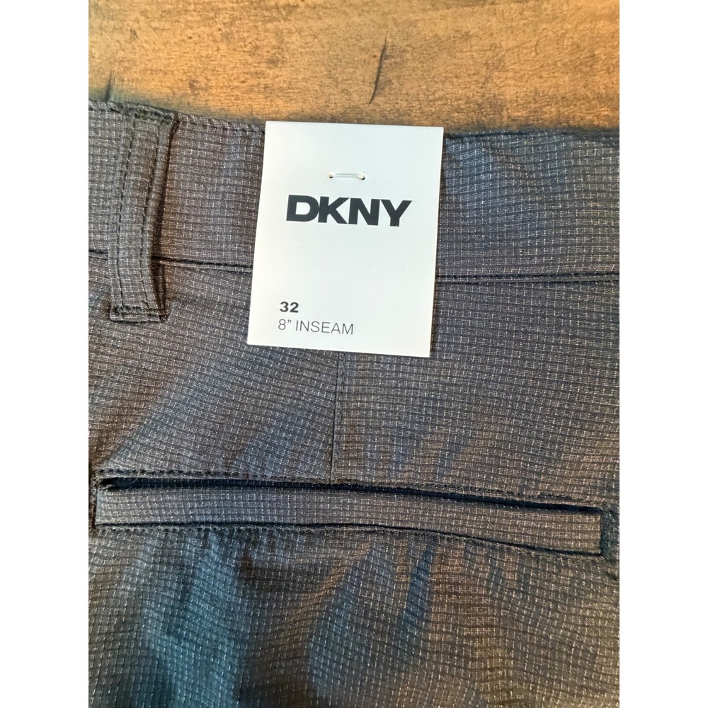 DKNY Mens Black Performance Shorts Stretch Grid Golf Active Size 32 NWT - Picture 5 of 6